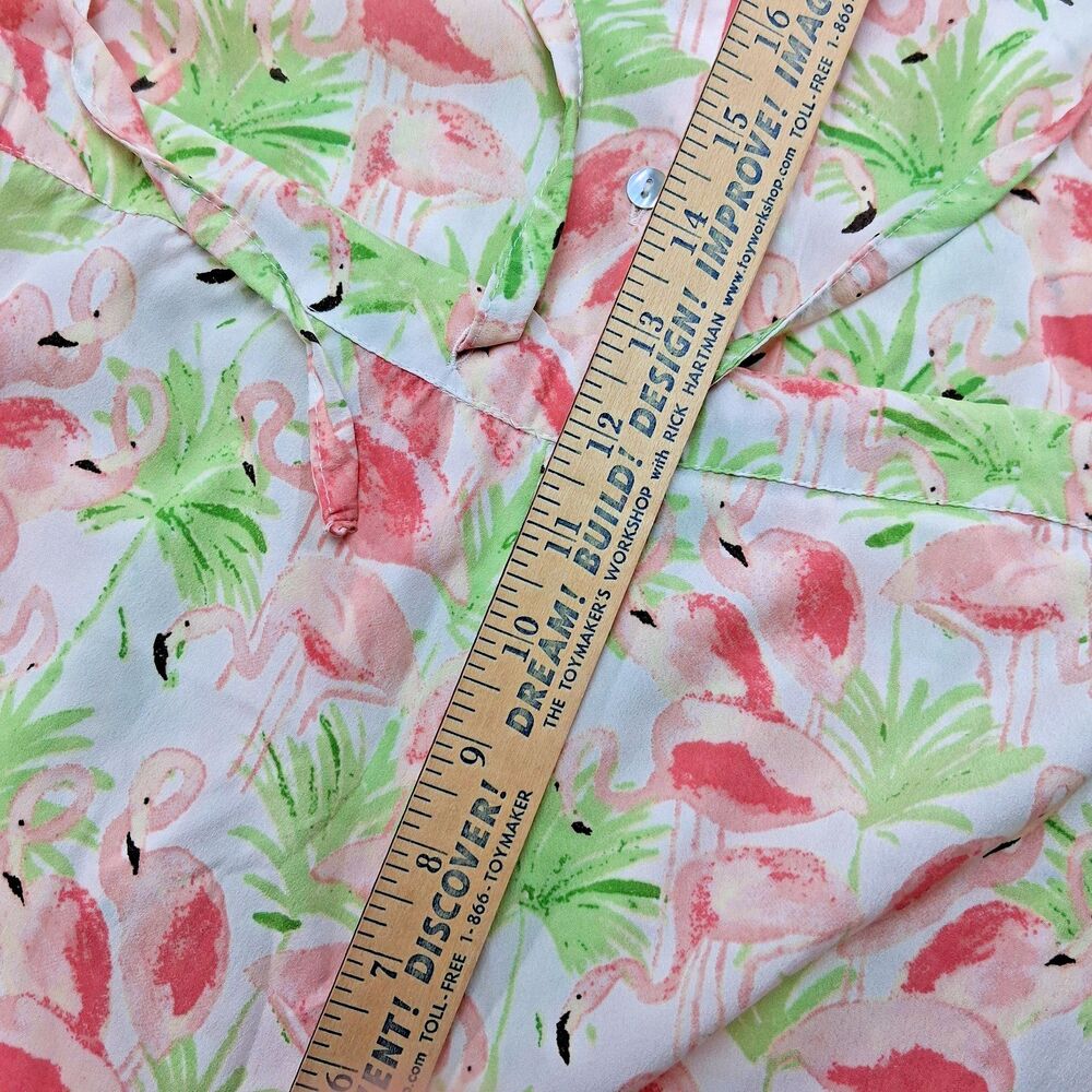 Cynthia Rowley Flamingo Palm Leaf Pajama Set Tropical Coastal Chic Loungewear  L - Picture 4 of 10
